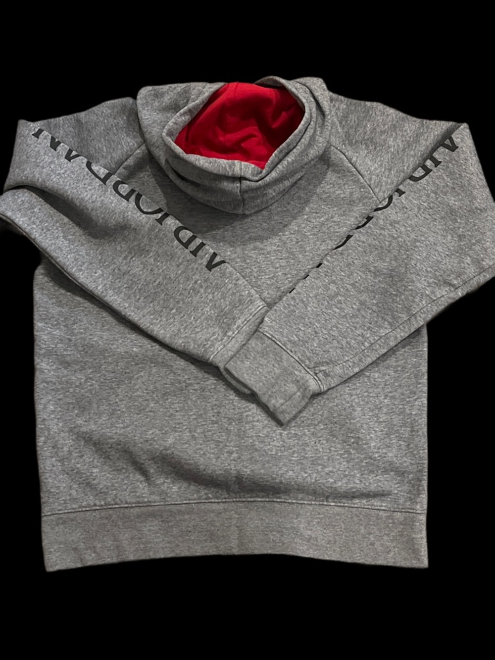 Nike Air Jordan Gray Pullover Hoodie with Red Hood Lining & Jumpman Graphic YXL - Picture 2 of 4